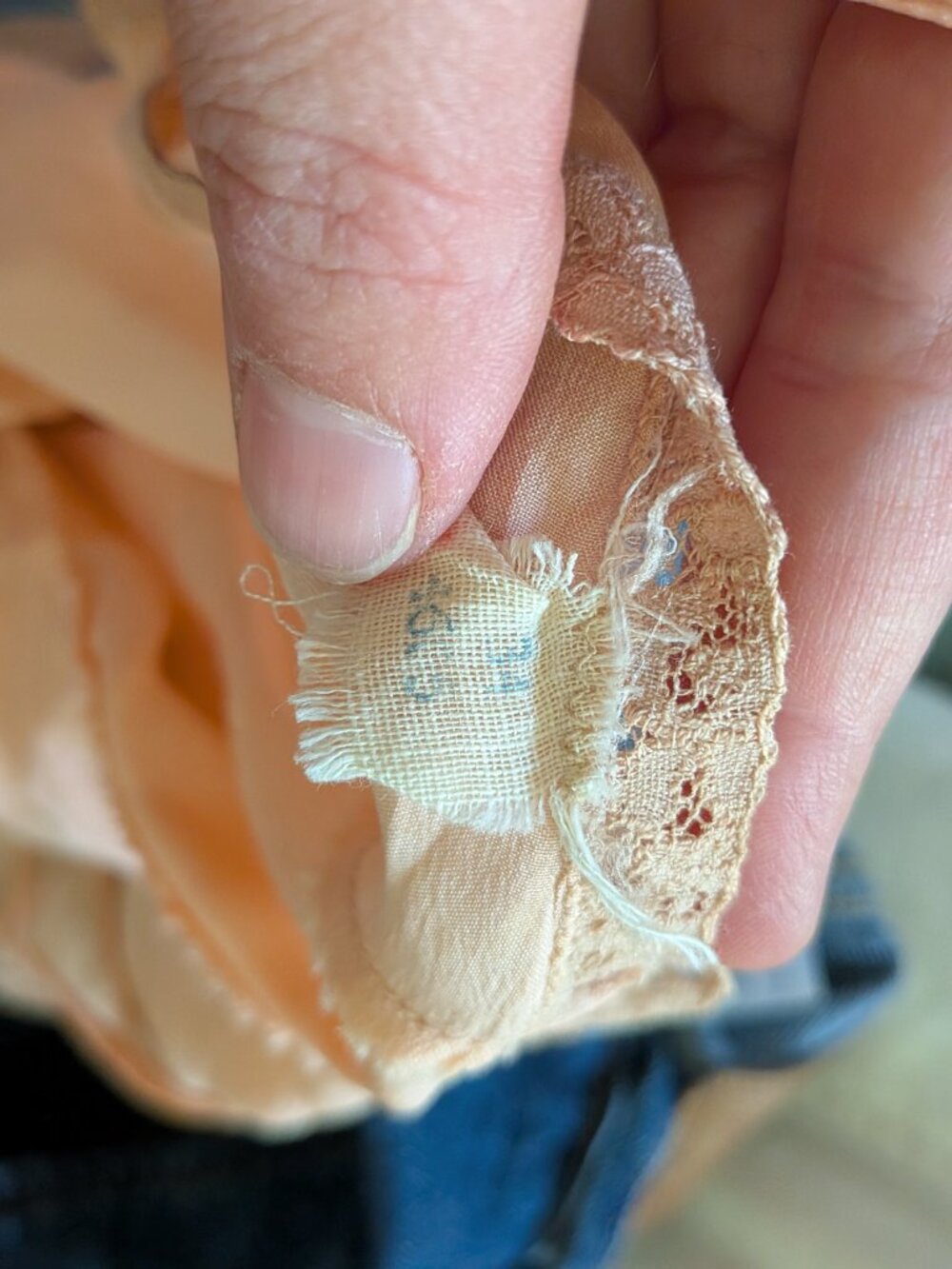 Vintage Antique Peach Silk Slip Dress 1930s - Picture 3 of 6